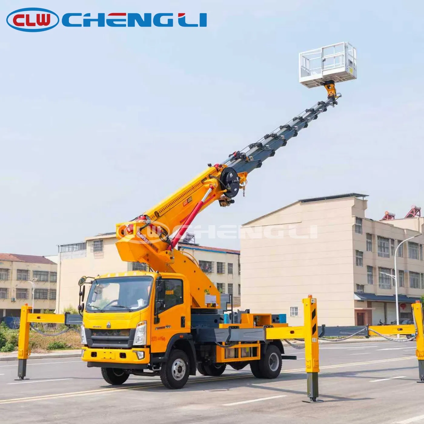 รถกระเช้าแขนยืด JMC 4×2 โต๊ะหมุน 360 องศา ช่วงยก 20–25 ม. รุ่น CLW5040JGKJDP