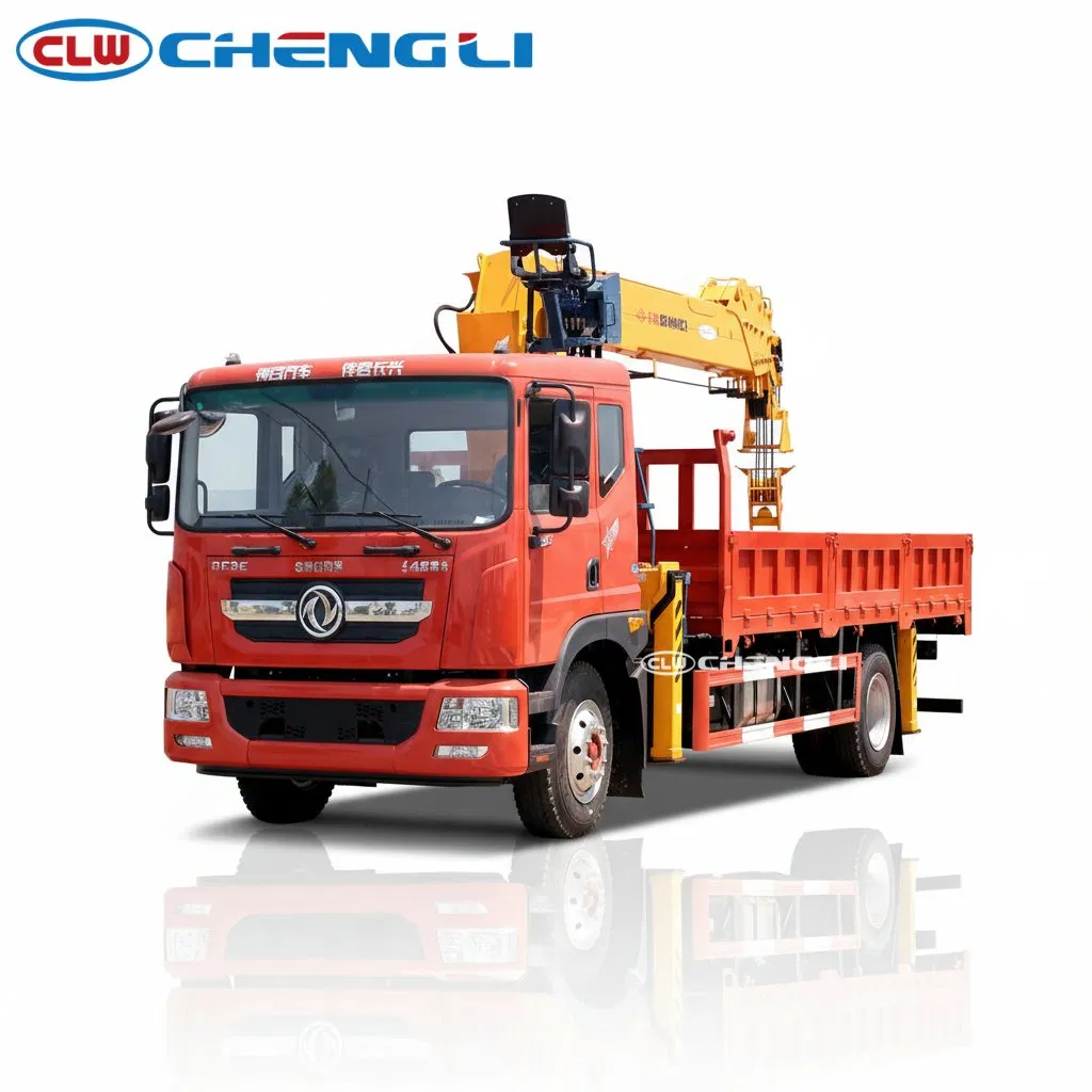 รถเครนติดรถบรรทุก Dongfeng 4×2 เครนแขนตรง 8 ตัน SQS200-5 ห้าม้วน ยกสูง 17.5 ม.